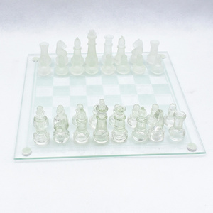 Fine International Chess Board Game Set Exquisite Glass Chess Game Set Solid  Glass Chess Pieces and Clear Board For Youth Adult