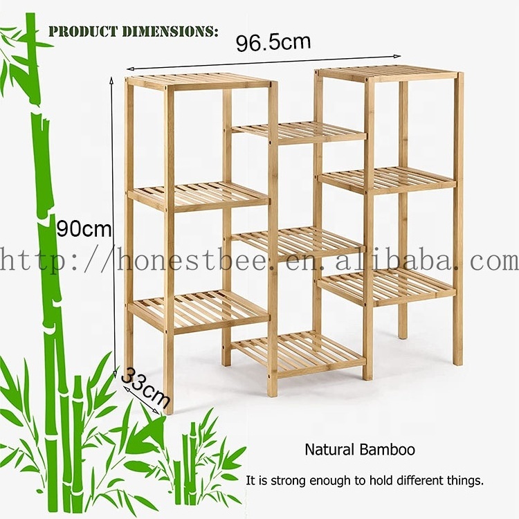 Wooden Bathroom Multilayer Bamboo Kitchen Storage Holder Garden Multiple Display Storage Shelf Flower Stand  Rack for Sundries