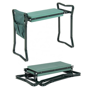 Folding Garden Kneeler Bench Stool Heavy Duty Kneeling Pad Cushion and Seat with Tool Pouch