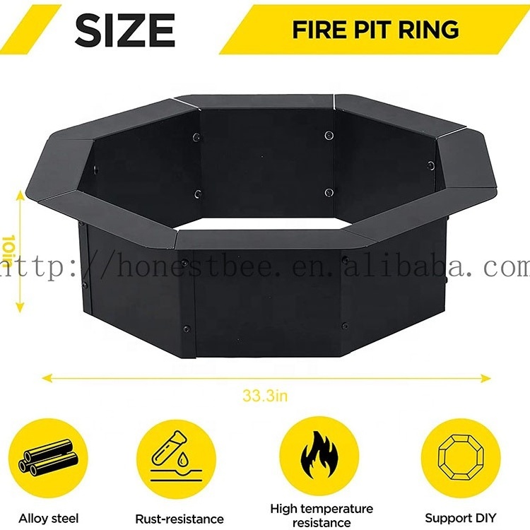 8 Pcs Ring Insert Kit Portable Heavy Duty Wood Burning Fireplace Camping  and Bonfire Garden Heating Fire Pit for Outdoor,