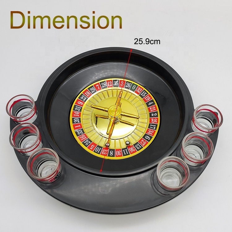 6 pcs Shot Glass Casino Machine Party Roulette Set Drinking Roulette Drinking Game Casino Style Roulette Board Game Set