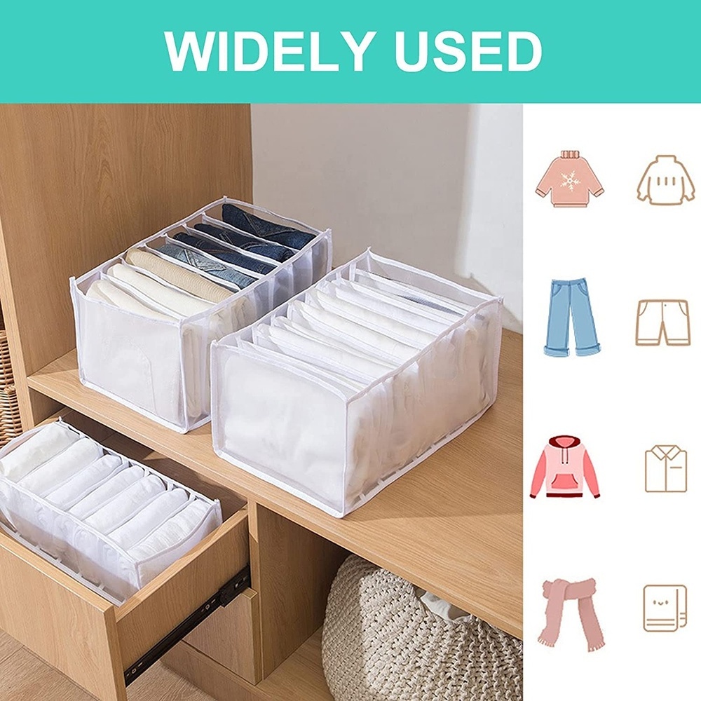 7 Grids Wardrobe Clothes Organizer Closet Drawer Clothing Compartment  Storage Bag Washable Foldable Visible Mesh Separation Box