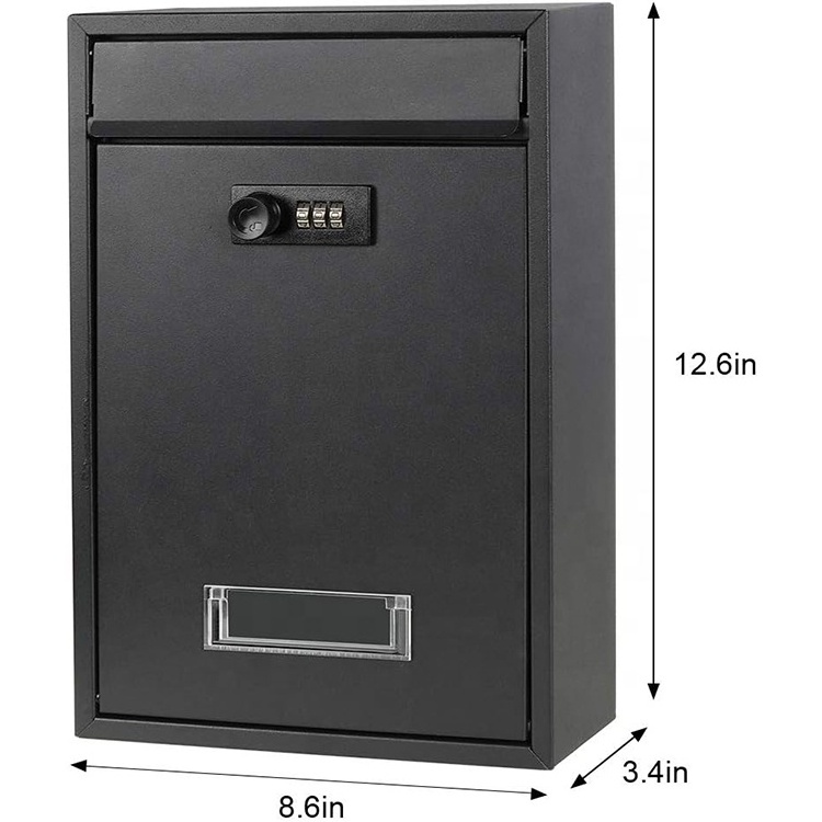 Metal Lockable Wall Mounted Mailboxes with Rust-Proof Cover Minimalist Letter Box Outdoor Combination Locking Mail Box