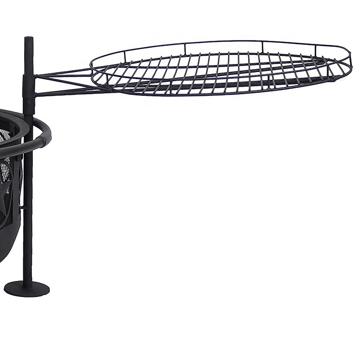 Black All Star Fire Pit Bowl Includes BBQ Cooking Grate Spark Screen 30 inch Fire Pit with 360 Degree Barbeque Cooking Grate