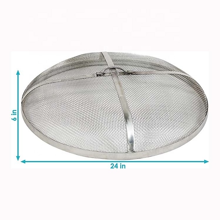 Heavy Metal Firepit Lid Duty Round Fire Pit Spark Screen with Mesh Screen and Handle for  Outdoor Patio Backyard