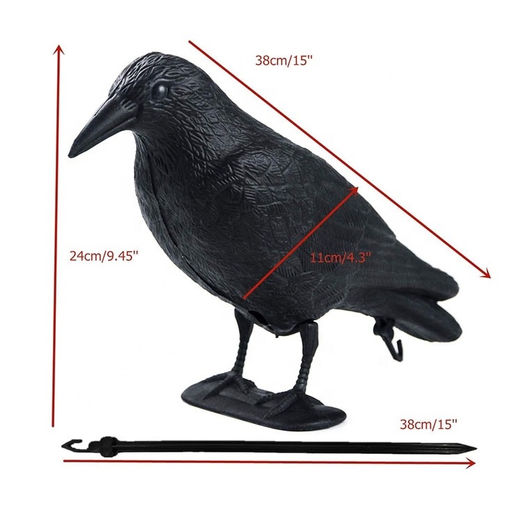 Halloween Lawn Decor Decorations Garden Crow Realistic Looking Birds Plastic Black Crow Decoy for Hunting with Feet Stake