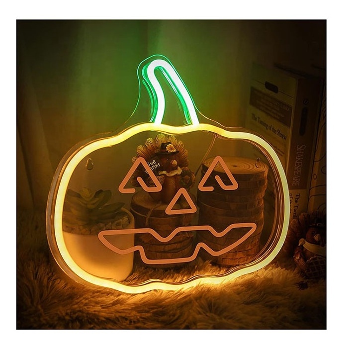 Pumpkin Halloween Wall Decor Neon Sign Festival Decorative Bright Night Light LED Wall Signs for Holiday Party Bar Home Decor