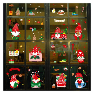 9 Sheets Reusable Christmas Sticker Double Sided PVC Static Christmas Clings Decals Window Sticker for Home Wall Glass Decor