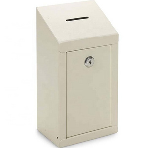 Metal Donation Collection Box with Top Coin Slot Lock Easy Wall Mounting Counter Top Use Multiple Colors