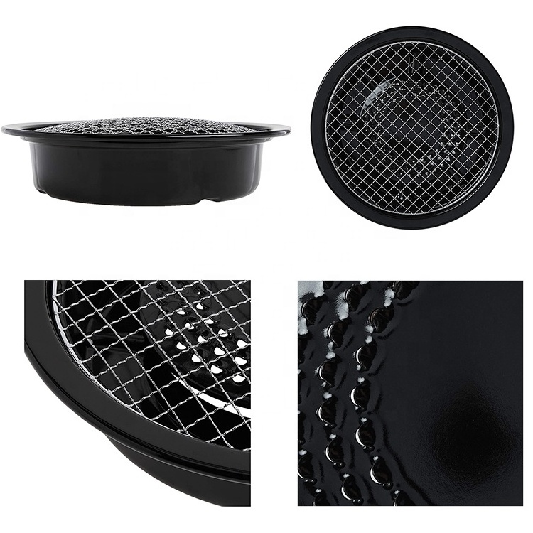 Korean Cookware Stovetop Pan Aluminum Alloy  Non-Stick Barbecue Grill Tray Black Stove Top Grill Pan for Camping Grilling BBQ