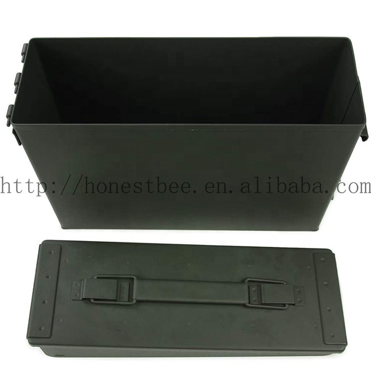 Metal Waterproof Fireproof Ammo Valuables Storage Containers OD Green SPCC Military Ammo Can Bullet Box with Flip Top