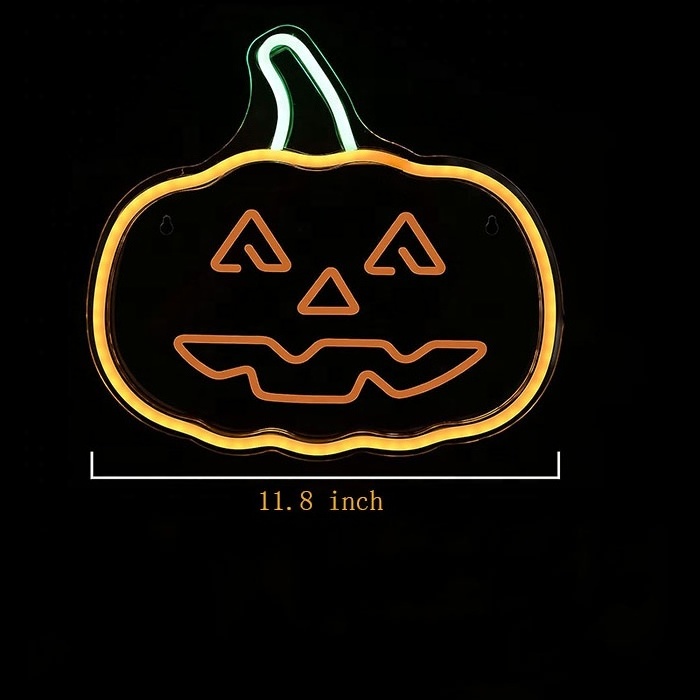 Pumpkin Halloween Wall Decor Neon Sign Festival Decorative Bright Night Light LED Wall Signs for Holiday Party Bar Home Decor