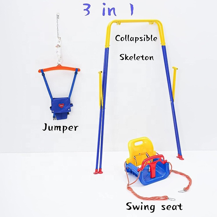 3-in-1 Foldable Metal Baby Swing  and Jumper Set Bouncers  Safety Seat Baby Toys for Toddler Infant