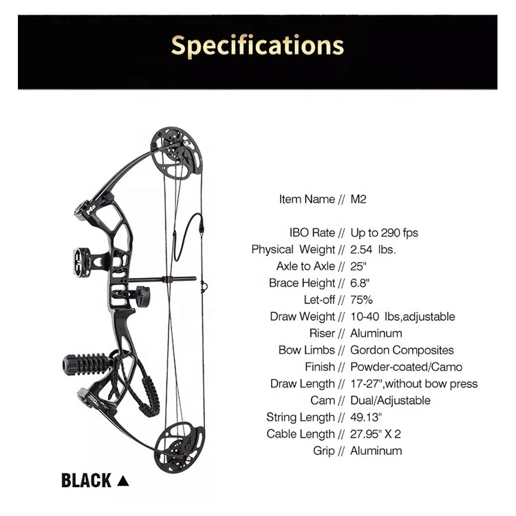 Magnalium No Press Needed Let Off 75% Youth Archery Compound Bow 10-40lbs Adjustable Shooting M2 Children Compound Bow