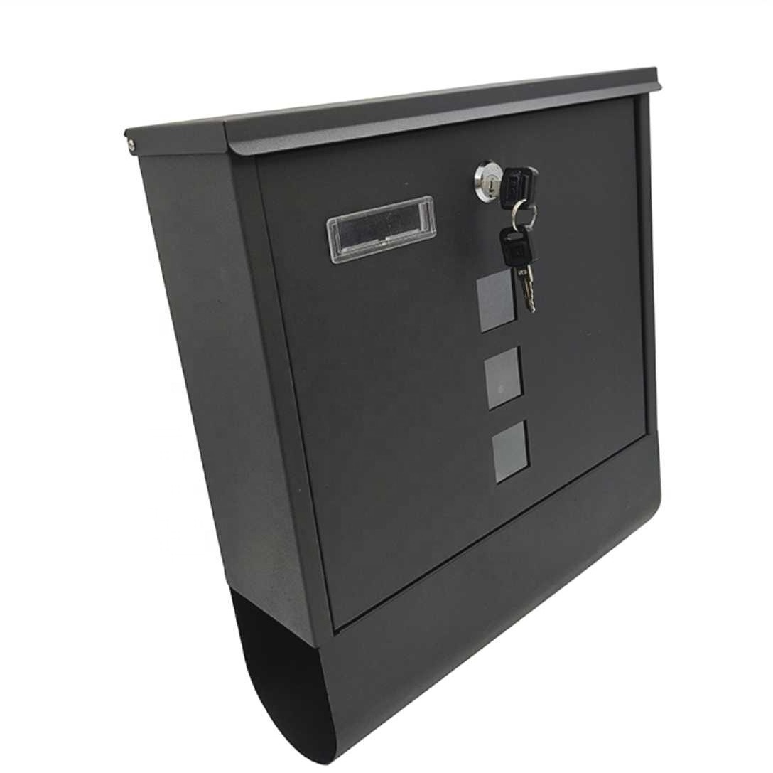 Metal Wall Mounted Mailboxes Weatherproof Black Newspaper Post Box with Key Lock Ideal for Storing Keys and Outdoor Letter Boxes