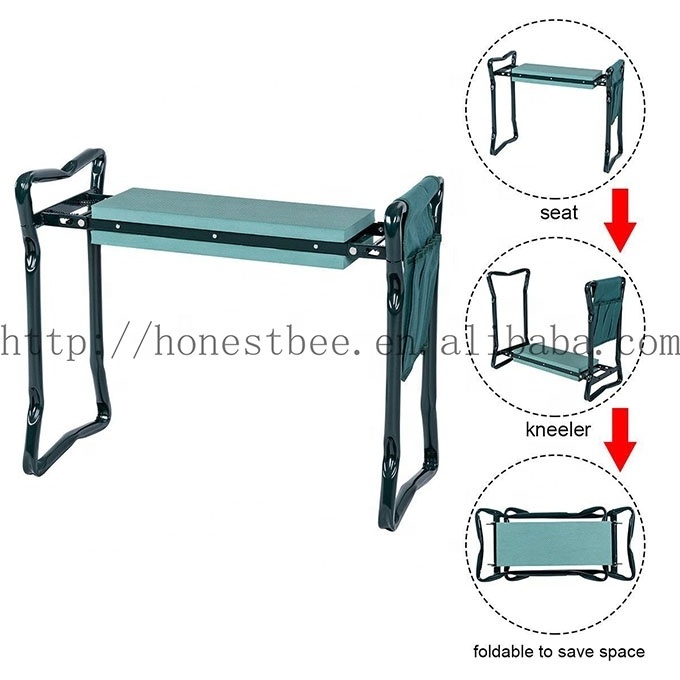 Folding Garden Kneeler Bench Stool Heavy Duty Kneeling Pad Cushion and Seat with Tool Pouch