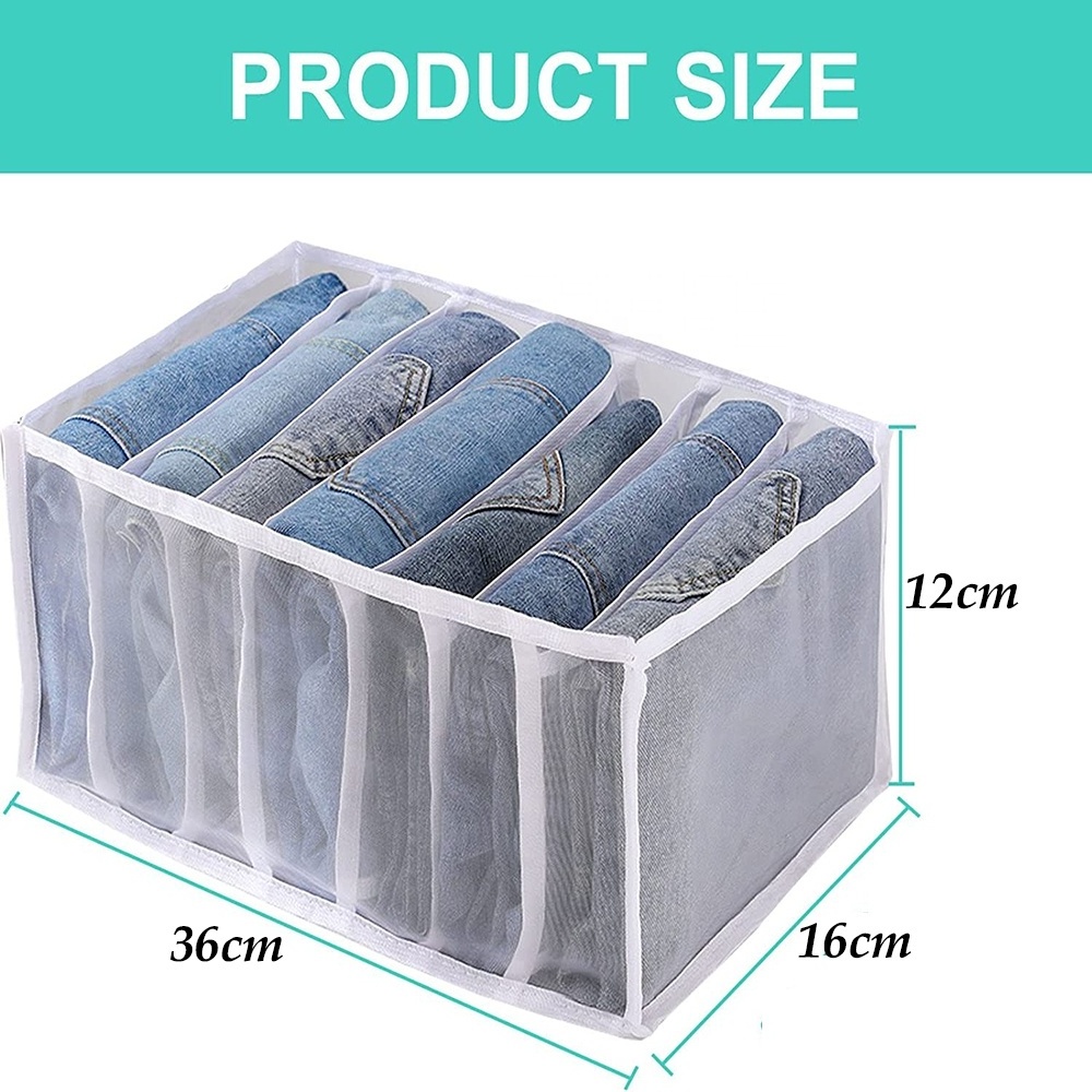 7 Grids Wardrobe Clothes Organizer Closet Drawer Clothing Compartment  Storage Bag Washable Foldable Visible Mesh Separation Box