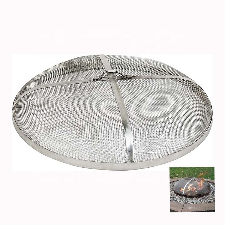 Heavy Metal Firepit Lid Duty Round Fire Pit Spark Screen with Mesh Screen and Handle for  Outdoor Patio Backyard