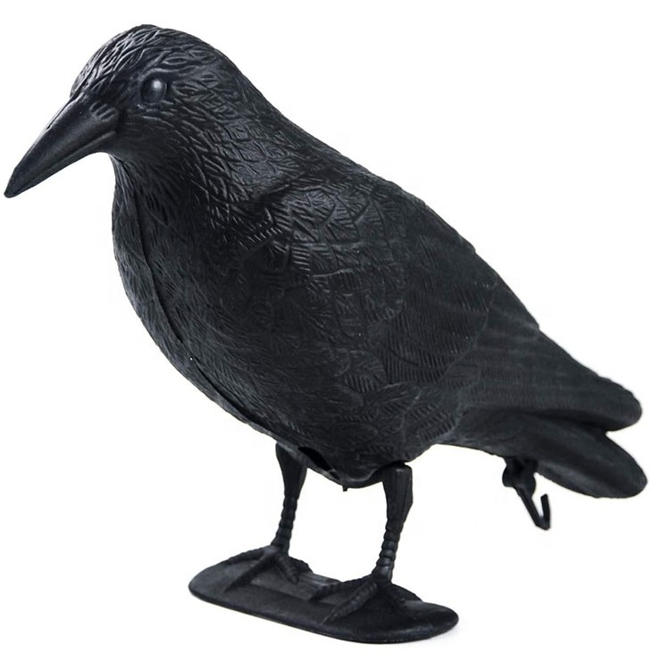 Halloween Lawn Decor Decorations Garden Crow Realistic Looking Birds Plastic Black Crow Decoy for Hunting with Feet Stake