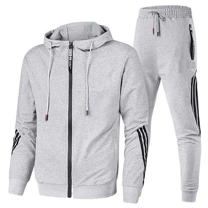 Top Quality Blank Plain Pullover Hoodie and Side Split Flare Pants 2 Pieces  Tracksuit for Men