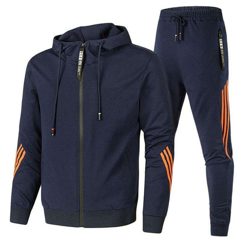 Top Quality Blank Plain Pullover Hoodie and Side Split Flare Pants 2 Pieces  Tracksuit for Men