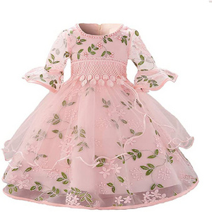 Girls' Lace Princess Long Sleeve Multi-layer Tulle Tutu Empire Waist Hidden Zipper  Formal Party Wear Toddler Baby Girl Dress