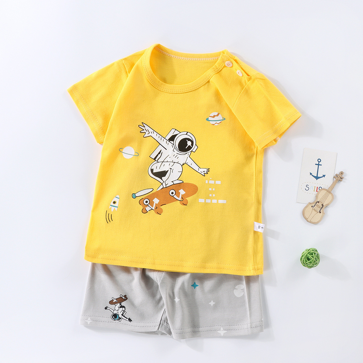 High quality kids pajama sets summer thin cotton 2 piece set pajama casual short sleeves pajama sets for unisex