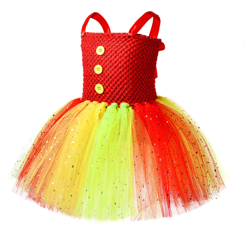 Halloween Christmas Circus Clown Girl Costume Handmade Tutu Dress Kids Funny Role Play Carnival Outfits