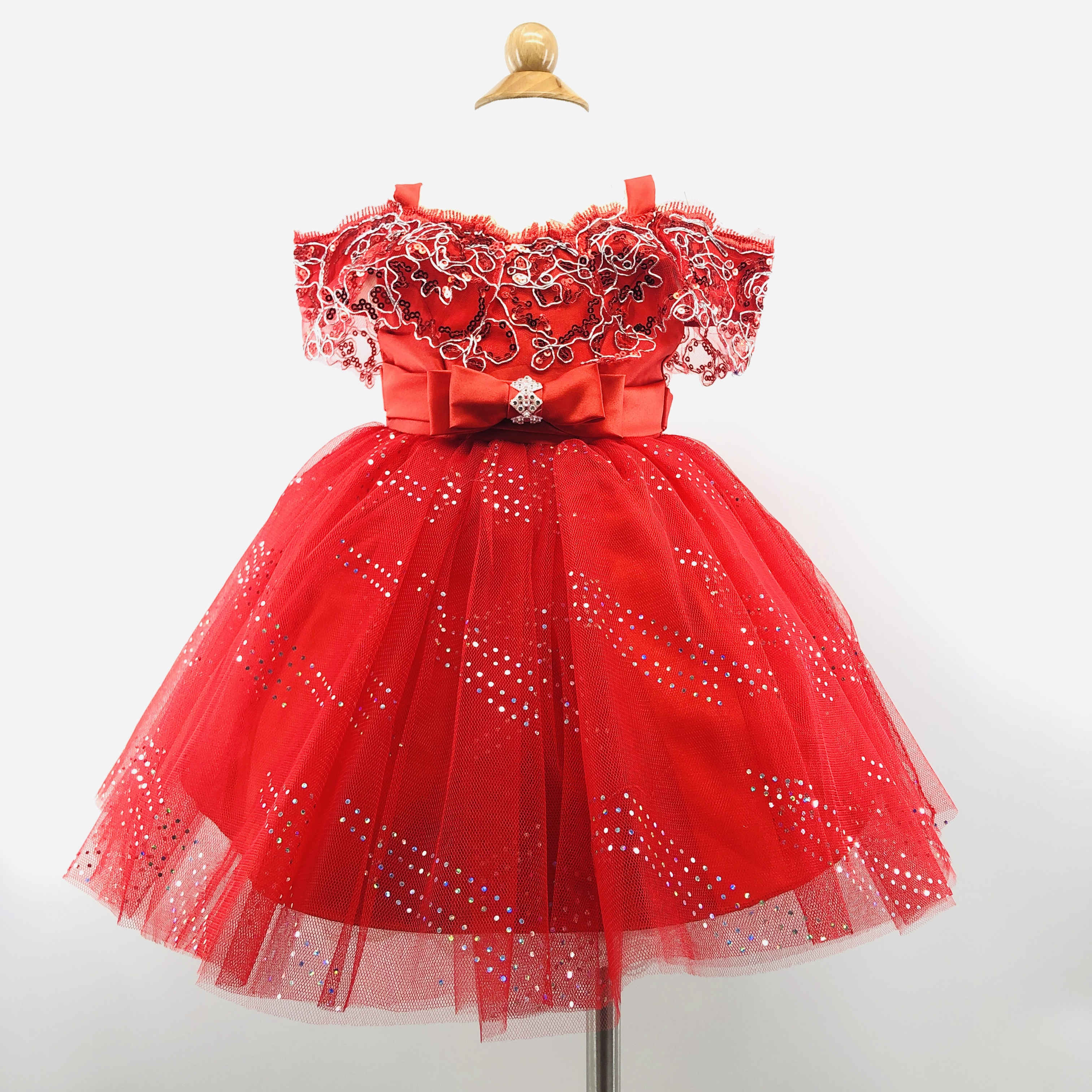 Toddler Merry Christmas Bowknot Sleeveless Princess Lace Formal Tulle Kids Wedding Baby Girl Christmas Birthday Party Dresses