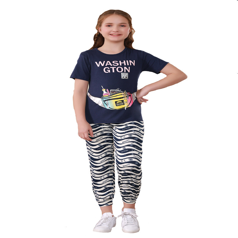 Foreign trade hot sale Jinhai factory wholesale children's pajamas cartoon clothes set toddler girl clothes