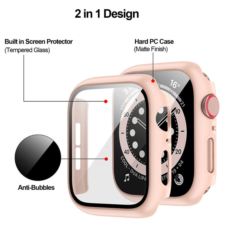 case for Apple Watch Case 44mm with Screen Protector, Slim Guard Thin Bumper Full Coverage Hard Cover Defense Edge for Women Men