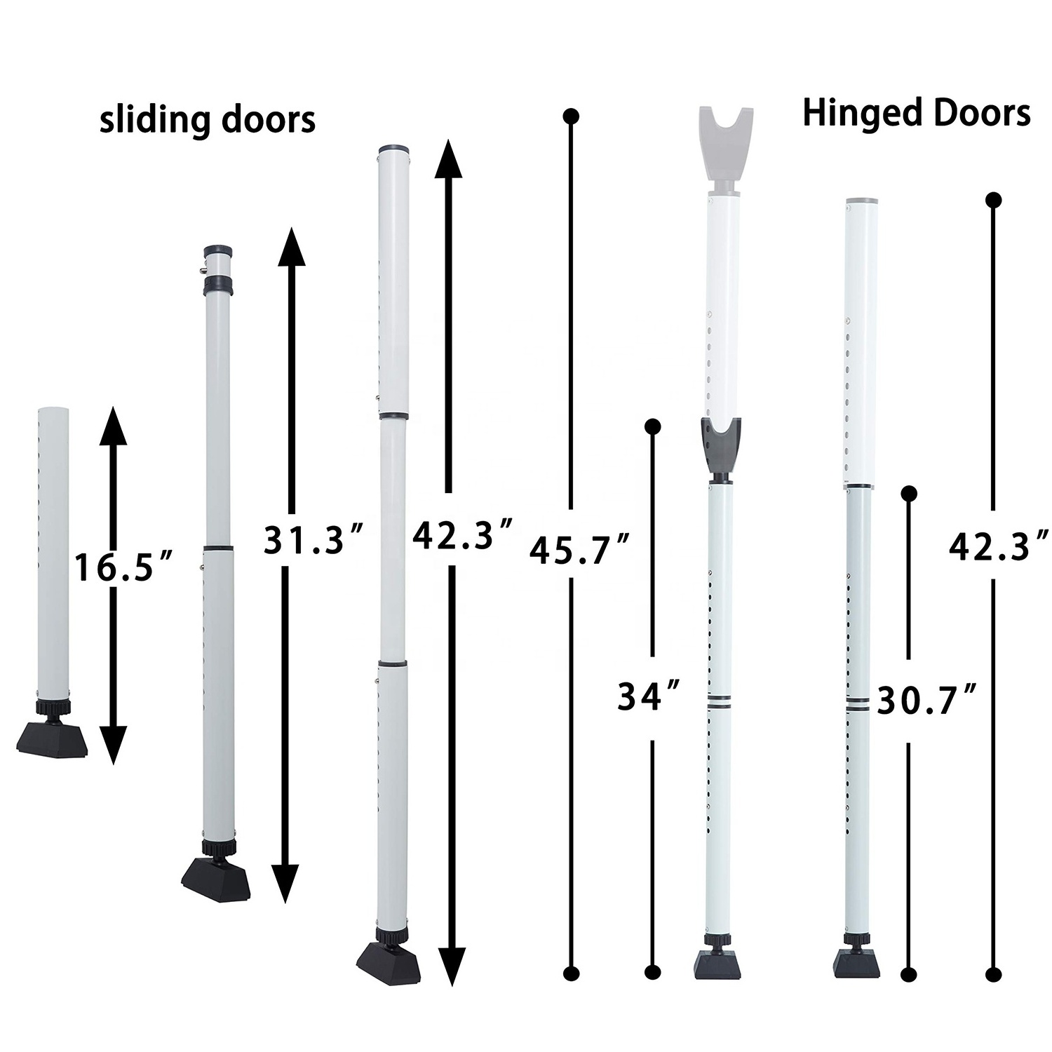 3 Sections Adjustable Door Jammer Security  Sliding Patio Door Security Bar  With Fine Adjustment