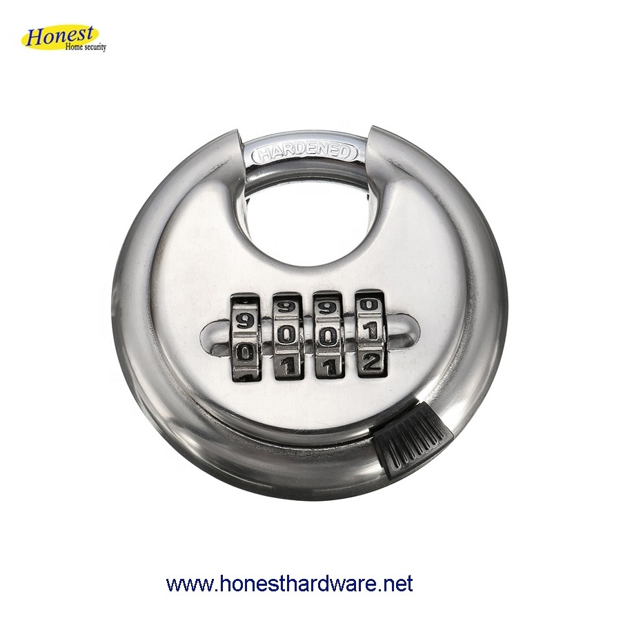 4 digit password stainless steel Disc lock Discus Padlock Round Padlock