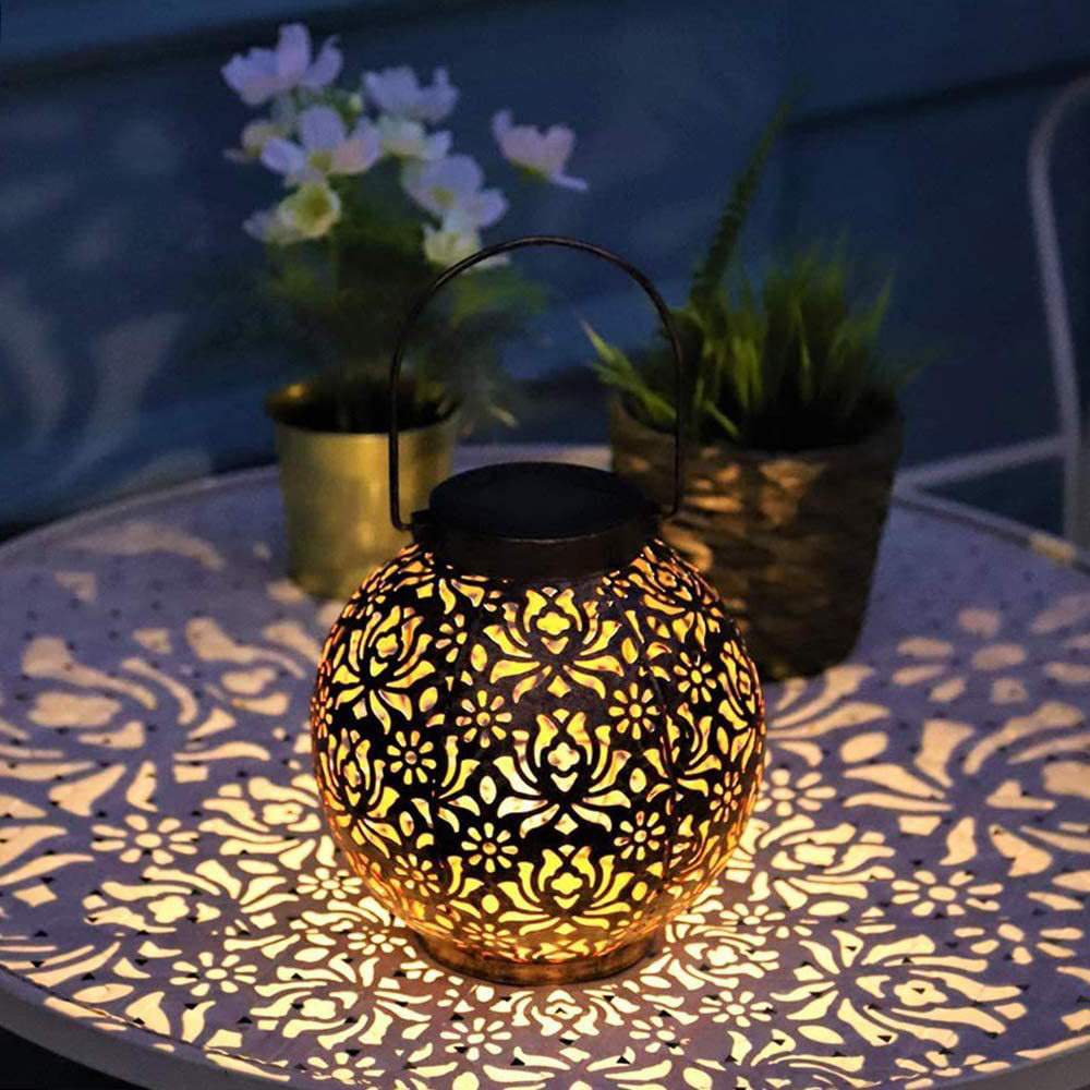 Solar Lanterns Bronze Pillar Solar Floor Lantern Custom Patterned Metal Outdoor Led Solar Camping Lantern Garden Light