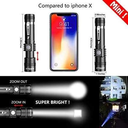 Hot Sale 1000lm High Power Portable Rechargeable Zoom 5 Light Modes Torch Light Super Bright Led Mini Flashlight