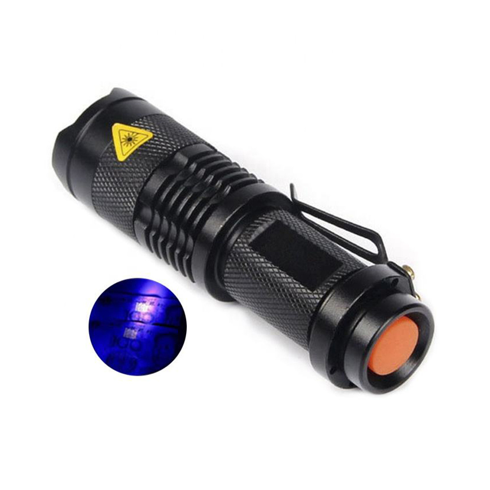 Mini uv led Flashlight 395 Lumens Q5 Tactical Flashlights Purple Lights Metal Aluminum Blacklight Torch uv light For Check Money