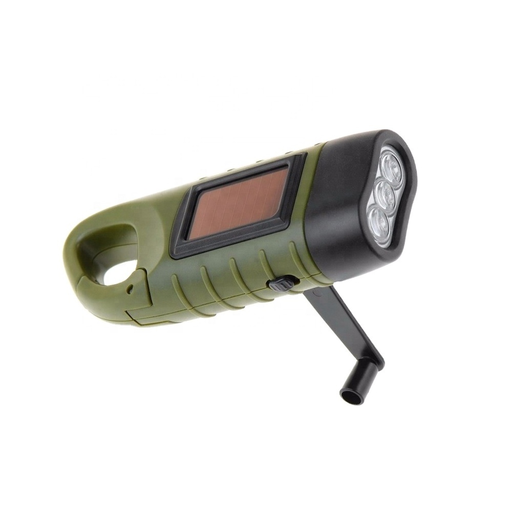 Hot Sell High power hand crank dynamo mini ABS body solar torch outdoor emergency camping light