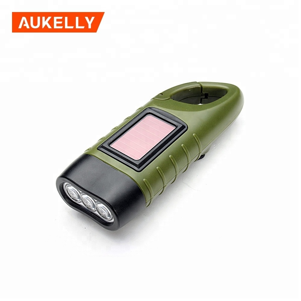 Hot Sell High power hand crank dynamo mini ABS body solar torch outdoor emergency camping light