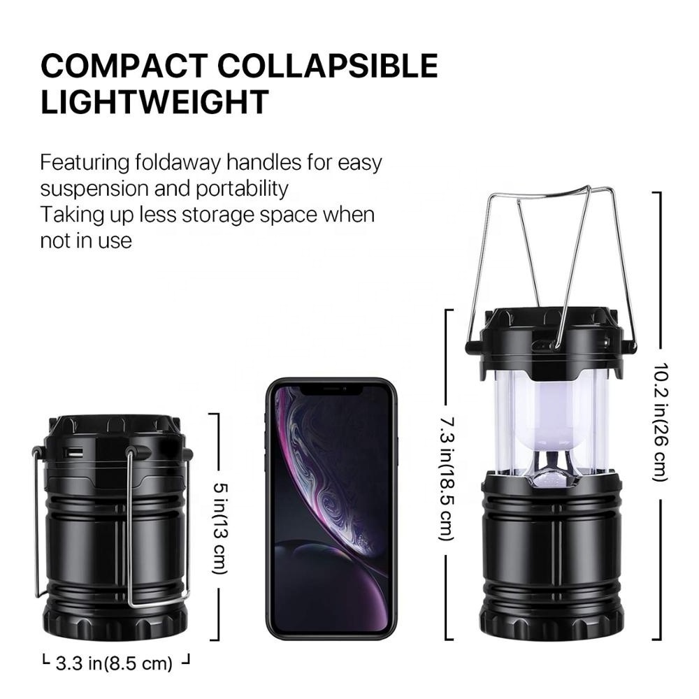 Outdoor Solar Hanging Camping Latern Flashlights Tent Led Camping Lights Lamp Collapsible Solar Rechargeable Camping Light