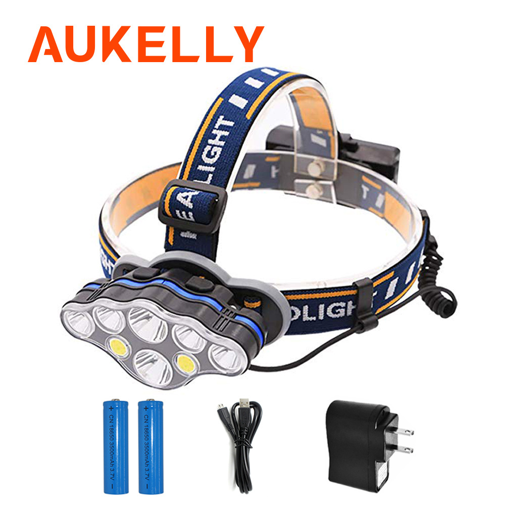 USB Rechargeable Headlight 6 Led Headlamp Flashlight  Waterproof LED with 8 Modes Ultra Bright 12000 Lumens Work Headlight