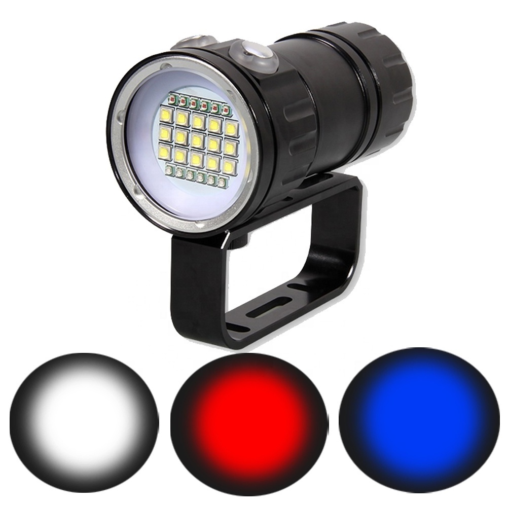 27 LED L2 Multifunction Diving Fill Light underwater photography light 12000lm red blue fill light handle diving flashlight