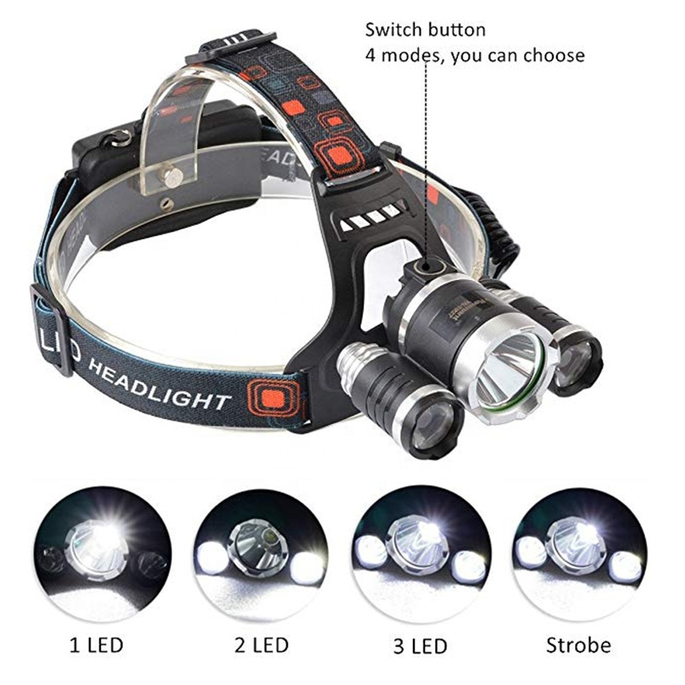 3000 Lumens Head Torch Light Rechargeable Waterproof Led 30W High Power Headlamp