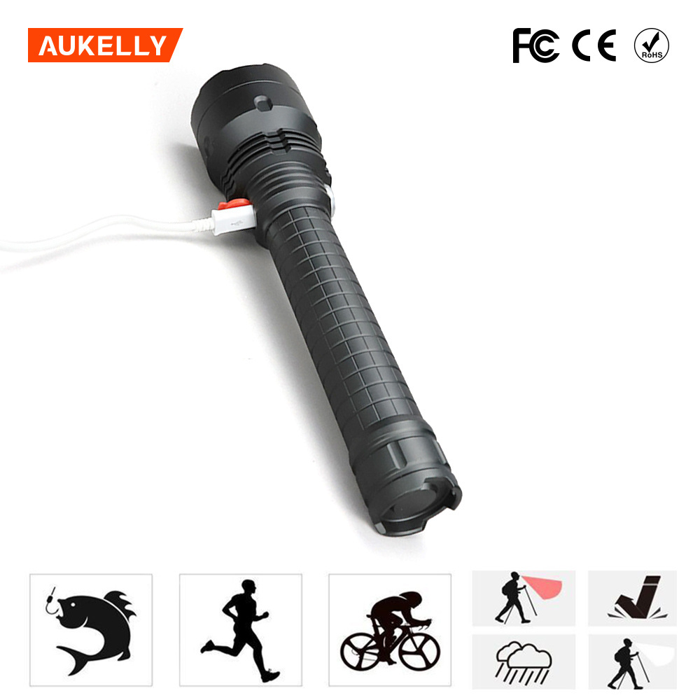 Aukelly Wholesale 3000 lumen high power style torchlight rechargeable led torch flashlight