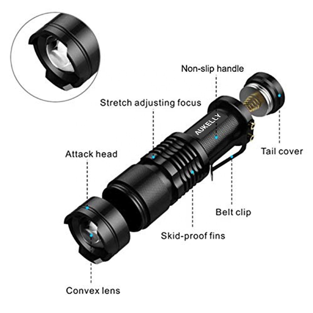 Portable Zoomable Keychain Torch 300LM Aluminum alloy 3 Modes Lanterna lumitact g700 Green tactical flashlight bulk