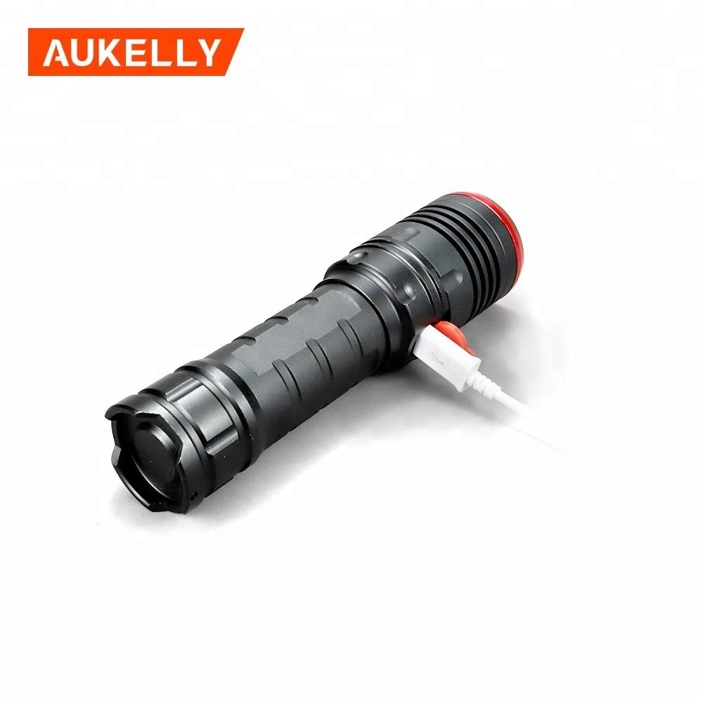 Aukelly Factory direct sell T6 focusing light rechargeable flashlight long shot tactical flashlight 10000 lumens