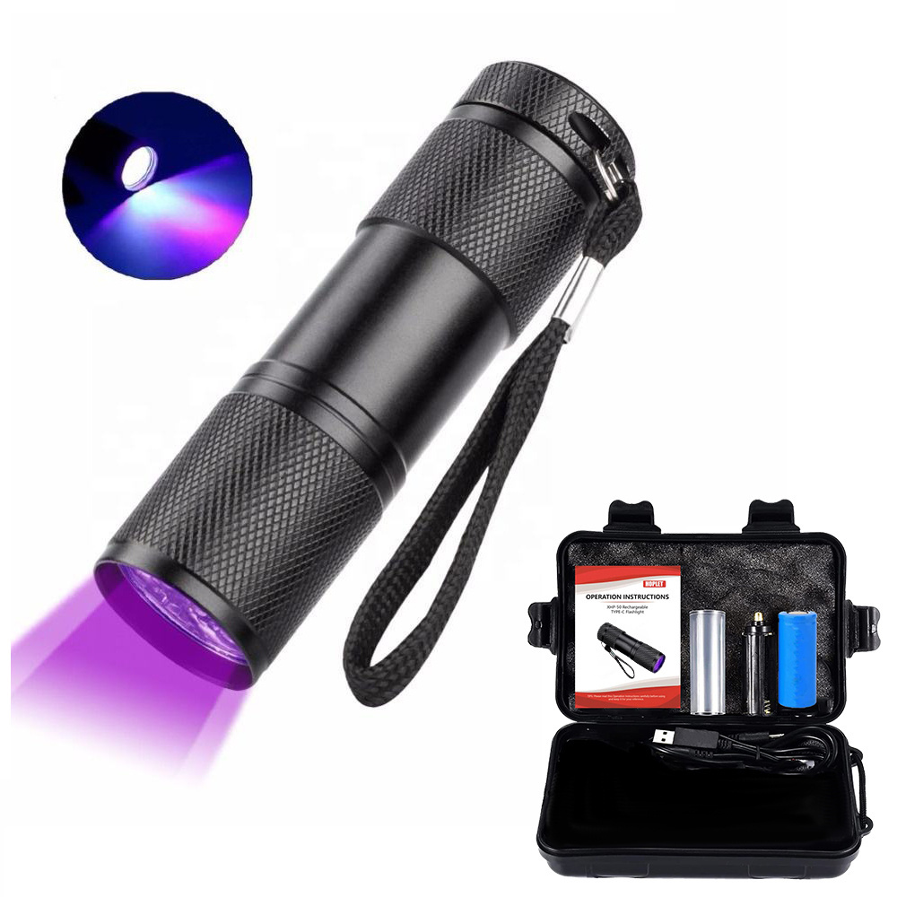 9 LED Mini Linterna Ultraviolet Invisible Marker pet urine Detection Torch Ultra Violet Flash Light 395nm detector uv flashlight