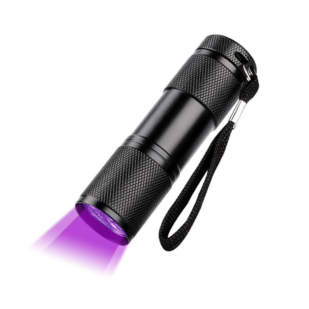 9 LED Mini Linterna Ultraviolet Invisible Marker pet urine Detection Torch Ultra Violet Flash Light 395nm detector uv flashlight