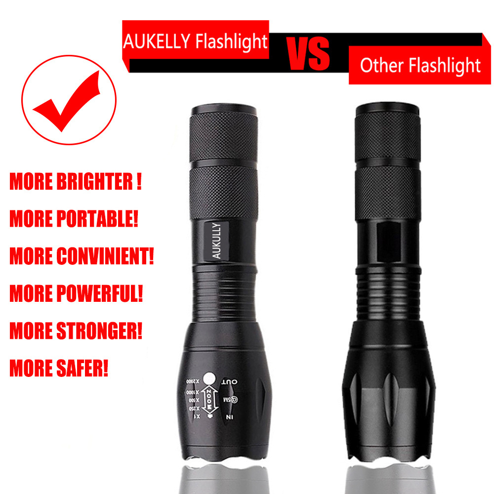 1000 Lumens zoomable tactical flashlights Kit waterproof led t6 Rechargeable g700 flash light ultra power Torch Flashlight Set