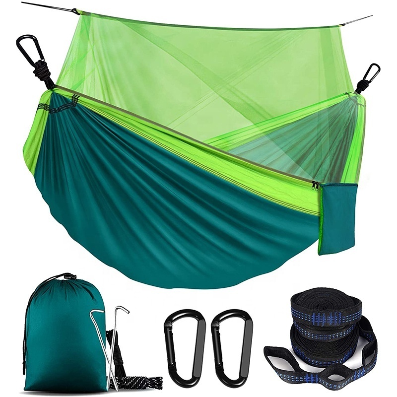 Outdoors Backpacking Survival or Travel Single Double parachute premium camping bed hammock with mosquito net rain cover