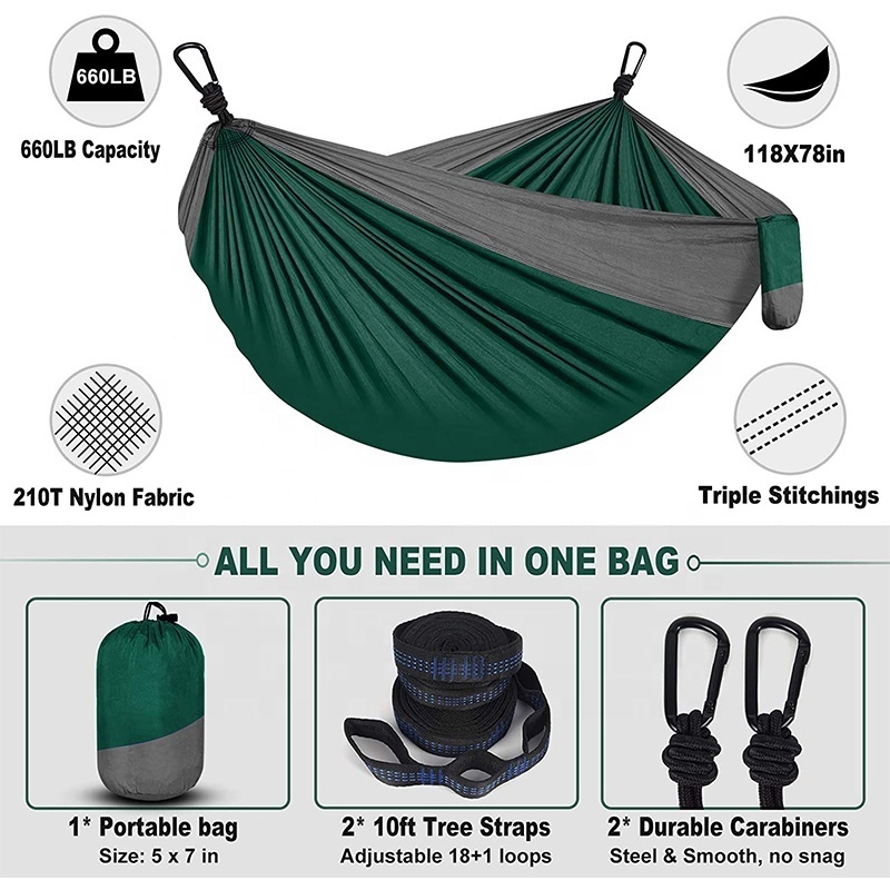 Outdoors Backpacking Survival or Travel Single Double parachute premium camping bed hammock with mosquito net rain cover